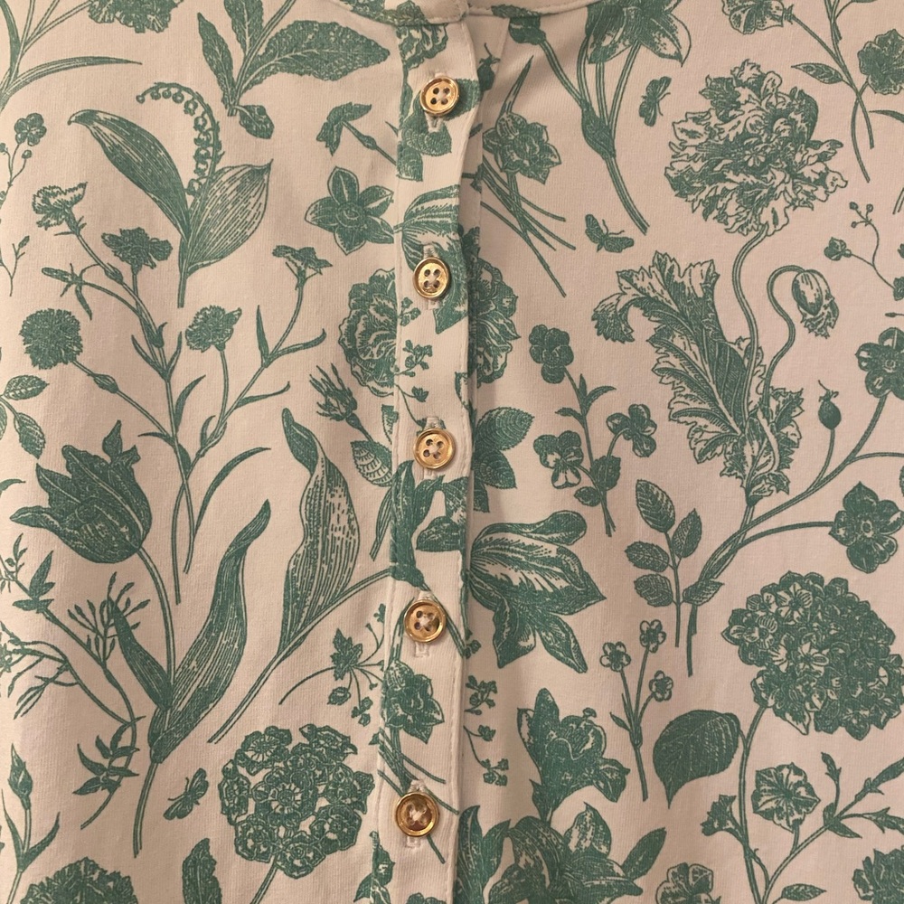 Duffield Lane NWT Large Green Botanical Toile Floral Cotton Blend Dress - Picture 2 of 8